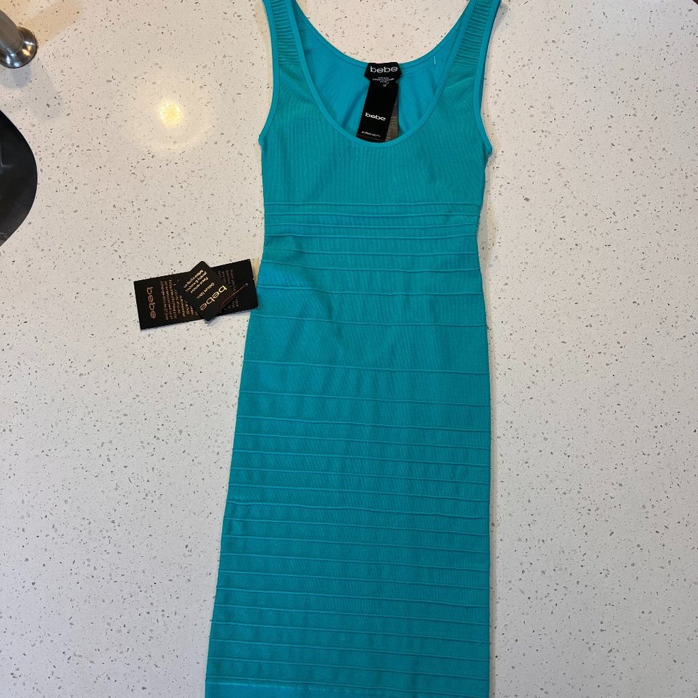 BEBE Teal Stretchy Bodycon Dress